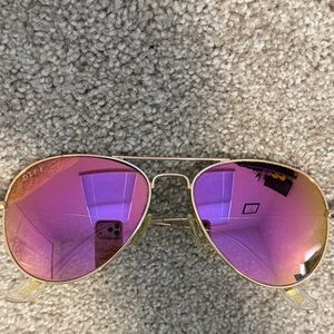 Diff Eyewear Gold Cruz Aviator Sunglasses with Pink Lenses